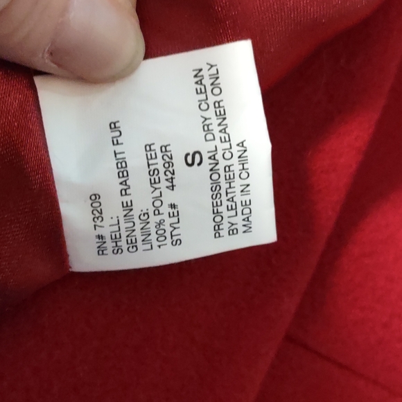 Vintage Red Bebe Trench coat with a 🐇 Rabbit fur collar Size Small - Picture 7 of 8